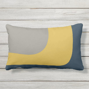 Minimalistisches Muster für  Triple Wave Mustard  Kissen Für Draußen