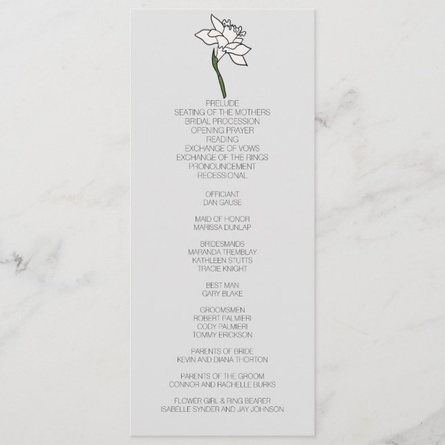 Minimalistisches Narzissenprogramm Programm (Vorderseite)