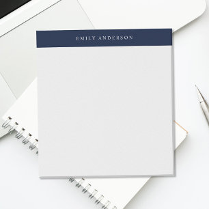 Minimalistisches Navy Blau Elegantes Monogramm Notizblock