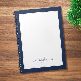 Minimalistisches Navy Blau Zwei-Rahmen-Monogramm Notizblock