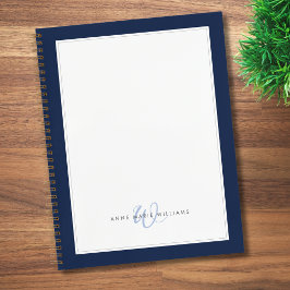 Minimalistisches Navy Blau Zwei-Rahmen-Monogramm Notizbuch