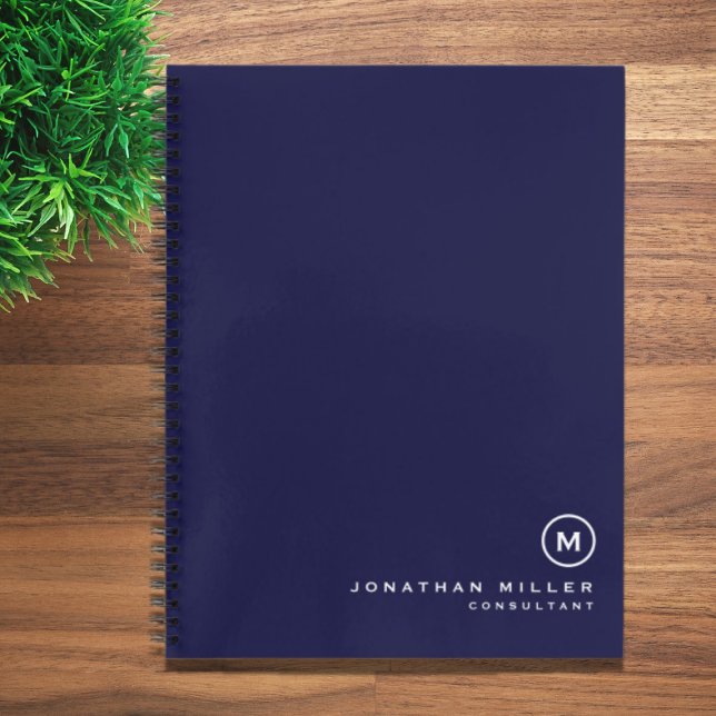 Minimalistisches Navy Blue Monogram ErstNotebook Notizbuch (Von Creator hochgeladen)