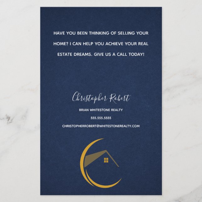 Minimalistisches Navy Blue Real Anwesen Flyer (Vorne)