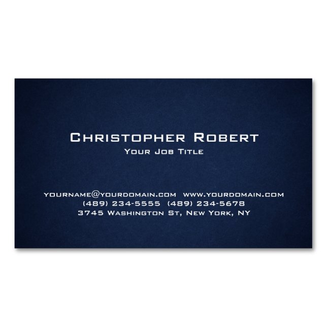 Minimalistisches Navy Blue Real Anwesen Magnetische Visitenkarte (Vorderseite)