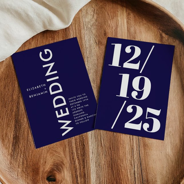 Minimalistisches Navy Blue und White Simple Bold W Einladung (Von Creator hochgeladen)