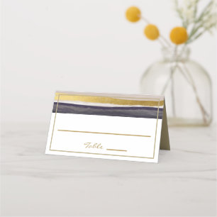 Minimalistisches Navy-Gold in moderner Wasserfarbe Platzkarte