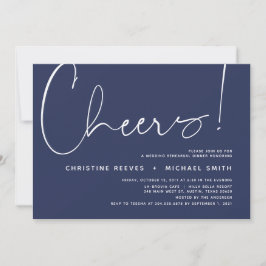 Minimalistisches Navy-Script-Hochzeitsessen Probe Einladung