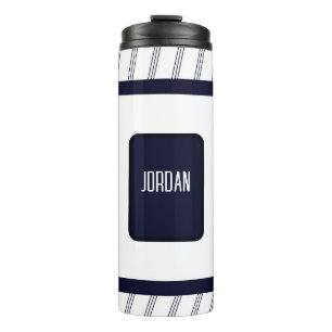 Minimalistisches Navy-Streifen-Design mit individu Thermosbecher