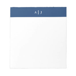 Minimalistisches Navy-Two-Border-Monogramm Notizblock