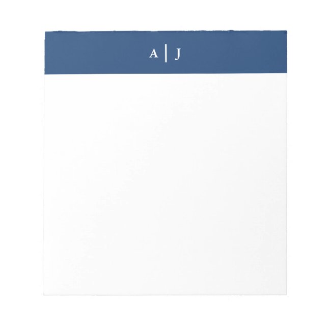 Minimalistisches Navy-Two-Border-Monogramm Notizblock (Vorderseite)