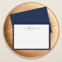 Minimalistisches Navyblau-Doppelrand-Monogramm