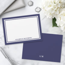 Minimalistisches Navyblau-Doppelrand-Monogramm