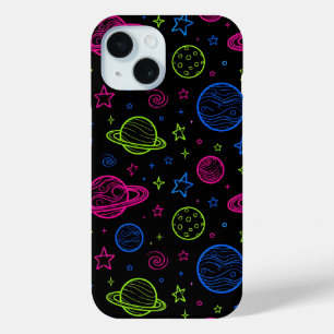 Minimalistisches Neon-Weltraum- und Planeten-Nacht Case-Mate iPhone Hülle