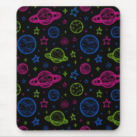 Minimalistisches Neon-Weltraum- und Planeten-Nacht