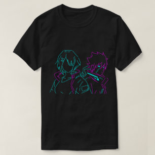 Minimalistisches Neonpink- und Blaue-Cyberpunk-Ani T-Shirt