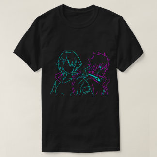 Minimalistisches Neonpink- und Blaue-Cyberpunk-Ani T-Shirt