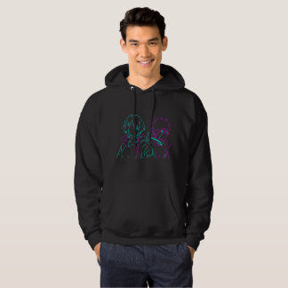 Minimalistisches Neonpink und Blaues Cyberpunk-Ani Hoodie
