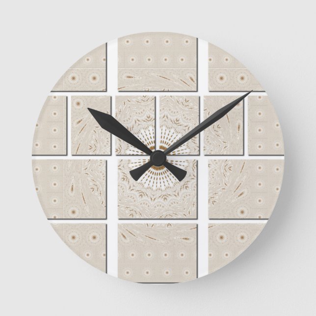 Minimalistisches neutrales geometrisches Beige Ton Runde Wanduhr (Vorderseite)