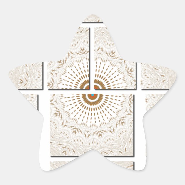 Minimalistisches neutrales geometrisches Beige Ton Stern-Aufkleber (Vorderseite)