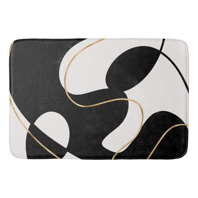 Minimalistisches neutrales Schwarzes Gold Abstrakt Badematte (Vorderseite)