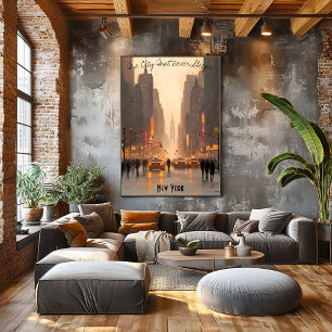 Minimalistisches New York Skyline Poster – Sanfte 