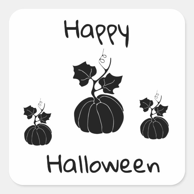 Minimalistisches Niedlich Happy Halloween Quadratischer Aufkleber (Vorderseite)