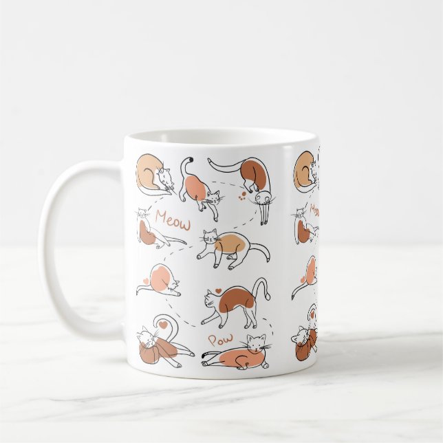 Minimalistisches Niedlich spielerisches Orange Whi Kaffeetasse (Links)