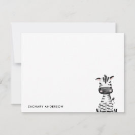 Minimalistisches Niedliches Baby Zebra Kinder Pers Mitteilungskarte