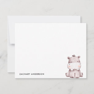 Minimalistisches Niedliches Babyhippo Kinder Perso Mitteilungskarte
