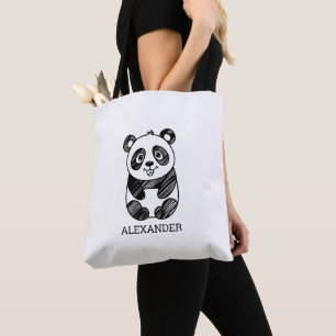 Minimalistisches Niedliches Panda in Schwarz und W Tasche
