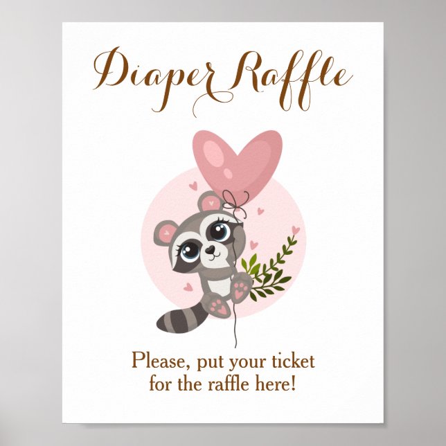 Minimalistisches Niedliches Raccoon Baby Duschdusc Poster (Vorne)