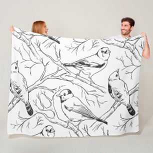 Minimalistisches nordamerikanisches Vögel-Linienku Fleecedecke