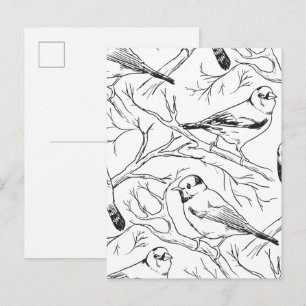 Minimalistisches nordamerikanisches Vögel-Linienku Postkarte