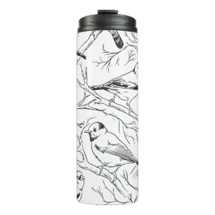 Minimalistisches nordamerikanisches Vögel-Linienku Thermosbecher
