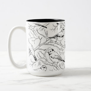 Minimalistisches nordamerikanisches Vögel-Linienku Zweifarbige Tasse