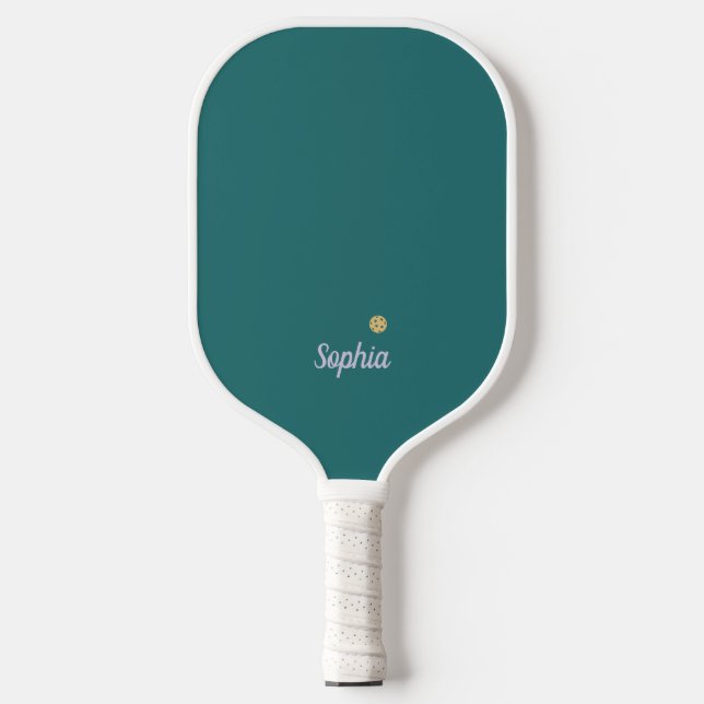 Minimalistisches Nordsee-Grünes Weißes Monogramm Pickleball Schläger (Vorderseite)