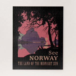 Minimalistisches Norwegen-Sonnenuntergangs-Poster 