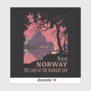 Minimalistisches Norwegen-Sonnenuntergangs-Poster  Aufkleber