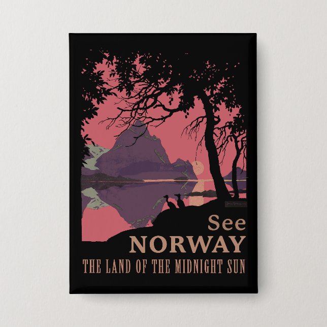 Minimalistisches Norwegen-Sonnenuntergangs-Poster  Button (Vorderseite)