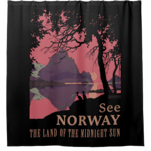 Minimalistisches Norwegen-Sonnenuntergangs-Poster  Duschvorhang