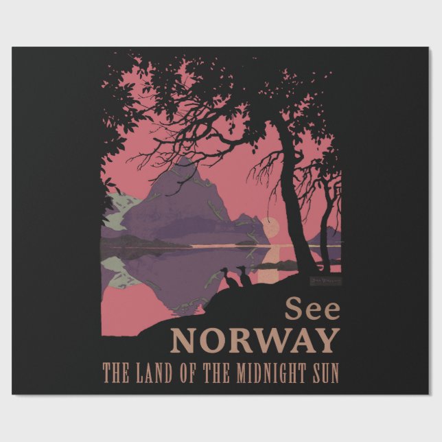 Minimalistisches Norwegen-Sonnenuntergangs-Poster  Geschenkpapier (Flach)