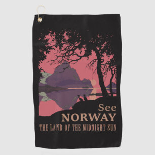 Minimalistisches Norwegen-Sonnenuntergangs-Poster  Golfhandtuch