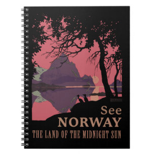Minimalistisches Norwegen-Sonnenuntergangs-Poster  Notizblock