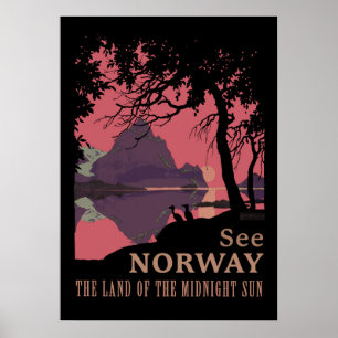 Minimalistisches Norwegen-Sonnenuntergangs-Poster  Poster