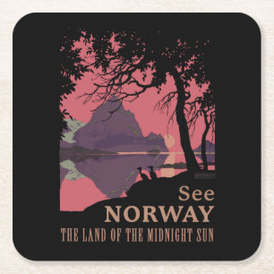 Minimalistisches Norwegen-Sonnenuntergangs-Poster  Rechteckiger Pappuntersetzer
