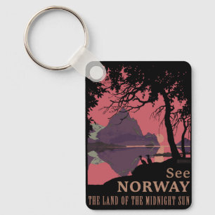 Minimalistisches Norwegen-Sonnenuntergangs-Poster  Schlüsselanhänger