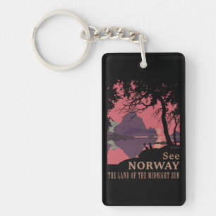 Minimalistisches Norwegen-Sonnenuntergangs-Poster  Schlüsselanhänger