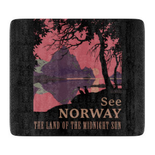 Minimalistisches Norwegen-Sonnenuntergangs-Poster  Schneidebrett