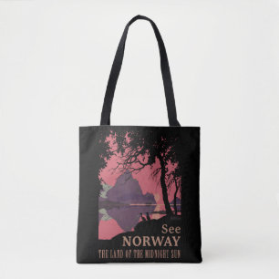 Minimalistisches Norwegen-Sonnenuntergangs-Poster  Tasche