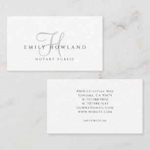 Minimalistisches Notar-Skript-Monogramm-Name  Visitenkarte